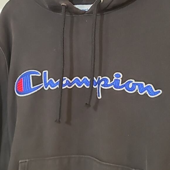 Vintage Champion Reverse Weave Hoodie Sweatshirt Faded Black Gray Small - Picture 2 of 5